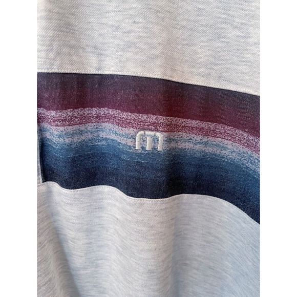 Travis Mathew Size XXL 2XL Golf Polo Shirt Cabana Chest Stripe Performance Gray - Picture 3 of 7